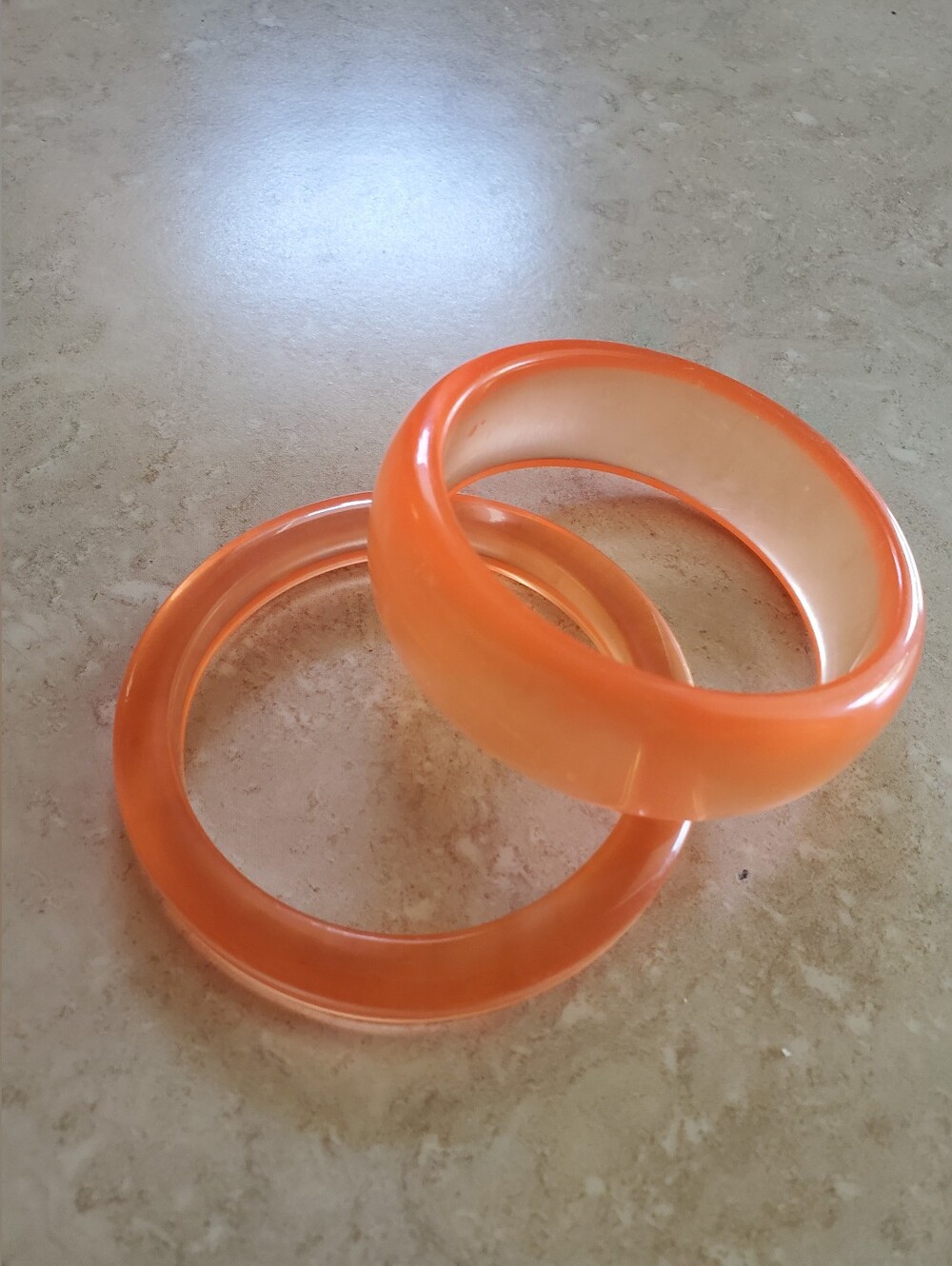 Vintage Orange Lucite Bangle Bracelets